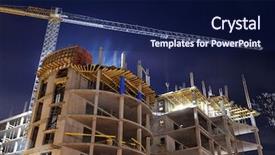  Presentation with construction equipment - Presentation having industry development - night shot of construction equipment background and a navy blue colored foreground