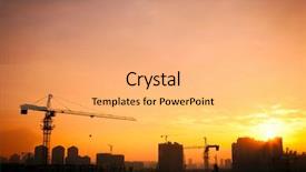  Presentation with city silhouette - Audience pleasing PPT theme consisting of industry development - silhouette of the tower crane backdrop and a yellow colored foreground