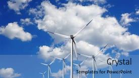  Presentation with turbine - Amazing slide deck having industry development - turbine at blue sky backdrop and a light blue colored foreground
