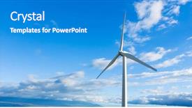  Presentation with offshore wind turbine - Presentation theme having industry development - white wind turbine generating electricity background and a  colored foreground