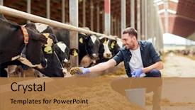  Presentation with agriculture industry - Slide deck consisting of industry farming people and animal background and a coral colored foreground