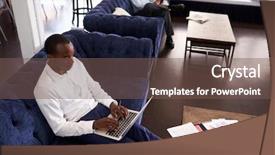  Presentation with anchorage metropolitan area - Audience pleasing slide deck consisting of breakout - businessmen working on sofas backdrop and a violet colored foreground