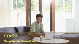  Presentation with working of lung - Cool new slide deck with breakout - portrait of businessman having working backdrop and a  colored foreground