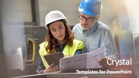  Presentation with industry - Slide deck featuring industry manager and engineer meeting background and a violet colored foreground