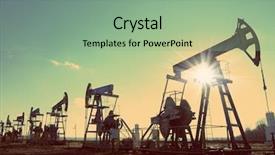  Presentation with exploration - Colorful PPT theme enhanced with working oil pumps silhouette backdrop and a seafoam green colored foreground