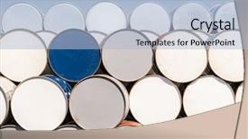  Presentation with waste oil - Presentation design having industry oil chemical metal barrels background and a light blue colored foreground