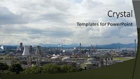  Presentation with oil refinery industry - Amazing slide set having industry oil refinery in scotland backdrop and a sky blue colored foreground