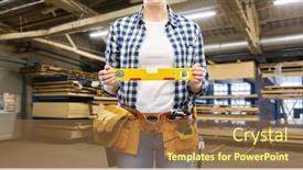  Presentation with workshop tools - Amazing presentation theme having industry-production-and-job-concept backdrop and a tawny brown colored foreground