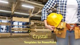  Presentation with workshop tools - Audience pleasing slide set consisting of industry-production-and-job-concept backdrop and a tawny brown colored foreground