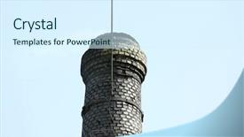  Presentation with brick - Amazing PPT theme having industry refractories - brick industrial flue on sky backdrop and a sky blue colored foreground