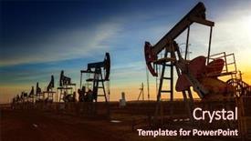  Presentation with oil industry - PPT theme with industry silhouettes - many working oil pumps silhouette background and a wine colored foreground