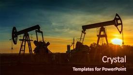  Presentation with oil industry - Slide deck having industry silhouettes - two working oil pumps silhouette background and a wine colored foreground