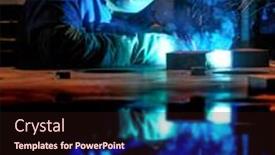  Presentation with shield - Slide deck consisting of industry-welder-in-action background and a wine colored foreground