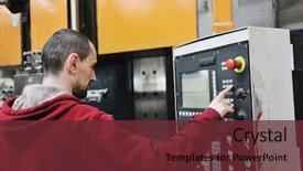  Presentation with manufacturing industry - Slides with industry with big modern computer background and a  colored foreground