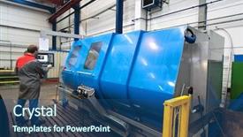 Presentation with cnc machine tool milling - Presentation with industry with cnc milling machine background and a ocean colored foreground