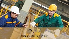  Presentation with employee working in industry - Slide set having industry worker repairman with spanner background and a yellow colored foreground