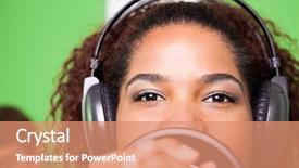  Presentation with indian classical singer - Presentation design having indy race - female singer wearing headphones while background and a  colored foreground