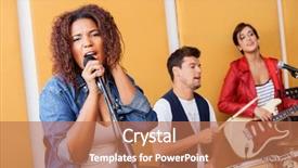  Presentation with tape recording studio - Presentation having indy race - passionate female singer performing background and a coral colored foreground