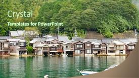  Presentation with kyoto - Beautiful presentation design featuring ine-cho-in-kyoto-city backdrop and a tawny brown colored foreground