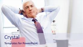  Presentation with office chair - Audience pleasing slides consisting of inefficiency - businessman in office relaxing leaning backdrop and a  colored foreground