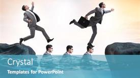  Presentation with heads - Theme consisting of inequal-competition-concept-with-businessman background and a teal colored foreground