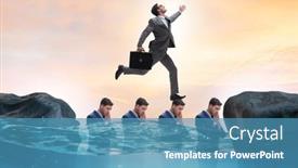  Presentation with heads - Presentation design having inequal-competition-concept-with-businessman background and a teal colored foreground