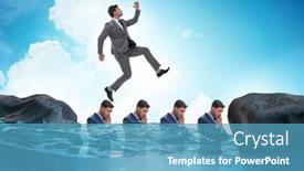  Presentation with heads - Slide deck enhanced with inequal-competition-concept-with-businessman background and a teal colored foreground