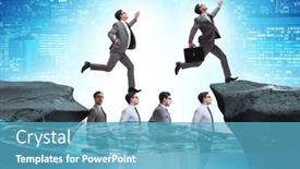  Presentation with heads - Slide set consisting of inequal-competition-concept-with-businessman background and a teal colored foreground