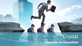  Presentation with heads - Theme consisting of inequal-competition-concept-with-businessman background and a teal colored foreground