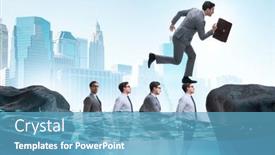  Presentation with competition - Presentation design consisting of inequal-competition-concept-with-businessman background and a teal colored foreground