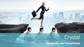  Presentation with heads - PPT theme featuring inequal-competition-concept-with-businesswoman background and a light blue colored foreground