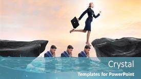  Presentation with heads - Presentation design having inequal-competition-concept-with-businesswoman background and a teal colored foreground