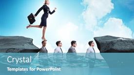  Presentation with competition - Presentation design with inequal-competition-concept-with-businesswoman background and a teal colored foreground