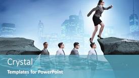  Presentation with competition - Presentation theme consisting of inequal-competition-concept-with-businesswoman background and a teal colored foreground