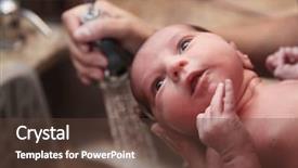  Presentation with baby bath - Colorful theme enhanced with infant baby getting first bath backdrop and a tawny brown colored foreground