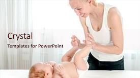  Presentation with mother baby - PPT theme consisting of infant baby happy mother play background and a lemonade colored foreground