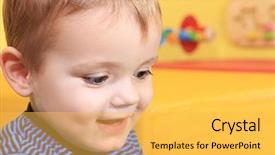  Presentation with fun - Slides consisting of infant care centre - cute caucasian toddler having fun background and a  colored foreground