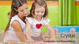  Presentation with infant care - Slide deck consisting of infant care centre - girl doing arts and crafts background and a coral colored foreground