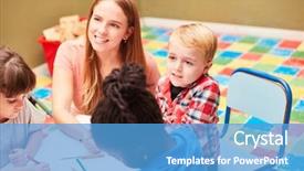  Presentation with infant care - Presentation theme with infant centre - kindergarten teacher or teacher paints background and a teal colored foreground