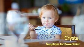  Presentation with infant toddler - PPT theme having infant eating - adorable toddler girl having breakfast background and a  colored foreground