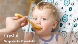  Presentation with infant - Colorful slide deck enhanced with infant eating - baby boy feeding backdrop and a coral colored foreground