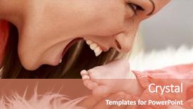  Presentation with infant - Cool new slides with infant feet - closeup photo of mother holding backdrop and a coral colored foreground