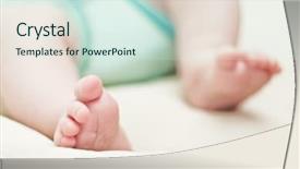  Presentation with infant - PPT theme enhanced with infant feet - little foot of newborn baby background and a sky blue colored foreground