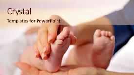  Presentation with mother baby - Colorful slide deck enhanced with infant feet - mother hands holding tiny baby backdrop and a  colored foreground