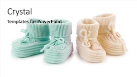  Presentation with baby shoes - Audience pleasing slide deck consisting of infant feet - woven baby shoes isolated backdrop and a white colored foreground