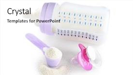  Presentation with baby formula - Cool new theme with infant formulas - baby milk formula and pacifier backdrop and a white colored foreground