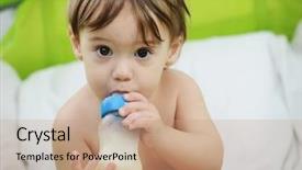  Presentation with milk formulas - Audience pleasing presentation consisting of infant formulas - beautiful little baby backdrop and a coral colored foreground