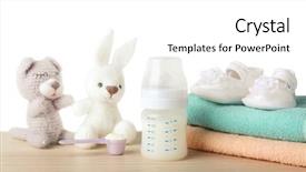  Presentation with baby bottle formula - Cool new slide deck with infant formulas - composition with feeding bottle backdrop and a white colored foreground