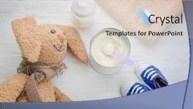  Presentation with baby bottle formula - Cool new slide deck with infant formulas - composition with feeding bottle backdrop and a lemonade colored foreground