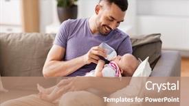  Presentation with baby formula - PPT theme featuring infant formulas - family parenthood and people concept background and a coral colored foreground